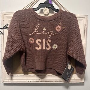 NWT-12 months “Big Sis”Gerber Rose Floral Knit Sweater